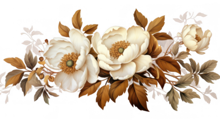 Vintage Floral White Peonies Illustration