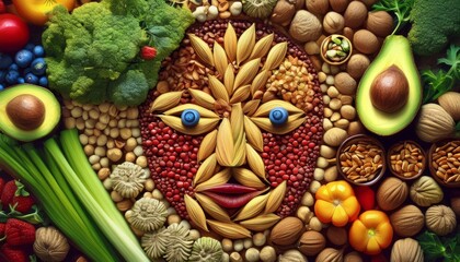 Fototapeta premium mask from the sun and fruit