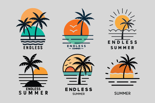 Beach logo vector set
