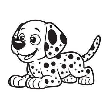 recommend clip art: Line art of playful dalmatian dog cartoon crouching vector