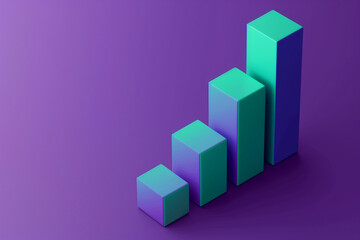 Three dimensional render of pastel colored bar graph