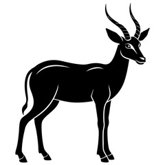 Antelope full body silhouette vector icon illustration