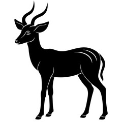 Antelope full body silhouette vector icon illustration