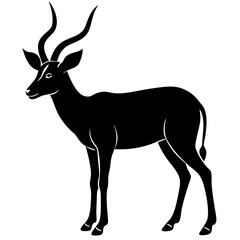 Antelope full body silhouette vector icon illustration