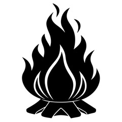 Solid Black Outline Burning Bonfire silhouette vector art illustration