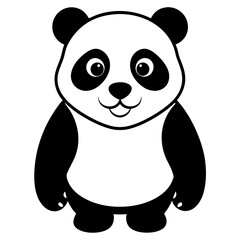 a cute panda silhouette vector art illustration