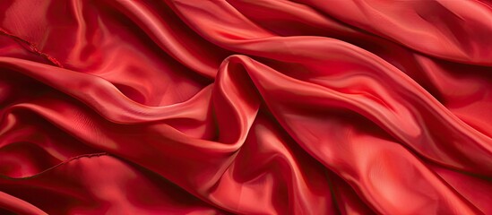 Obraz premium Background made of red silk fabric with a blank area for an image insertion, known as a copy space image.