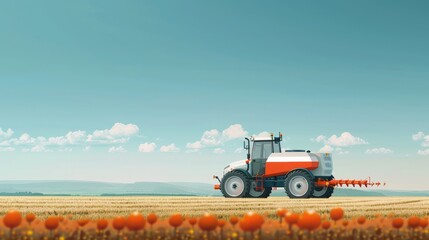 Fototapeta premium Futuristic Smart Agricultural Device Powered by Microchip Technology in Minimalist Vector Illustration Style