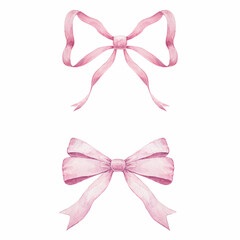 Beautiful stock set with watercolor hand drawn three bow illustrations.