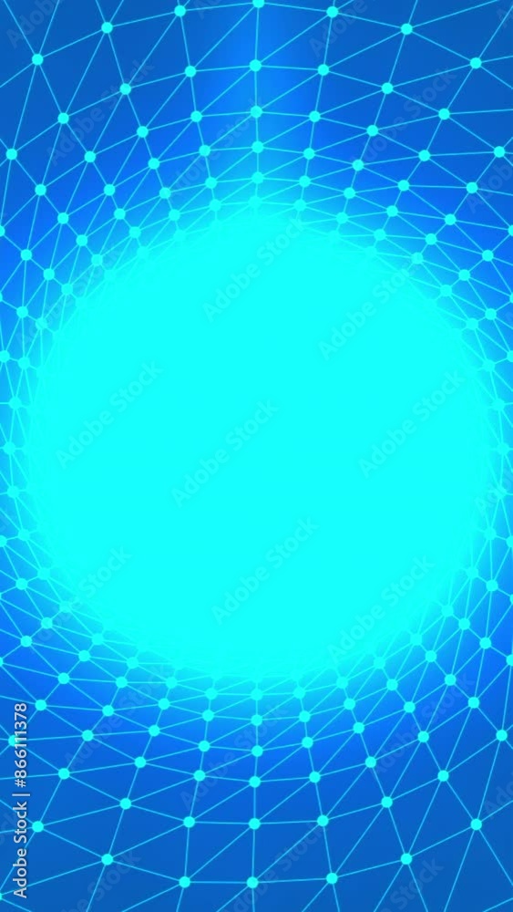 Fototapete abstract animated plexus tunnel background. motion. connected lines and dots creating round shaped t