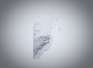 Belize Map Gray And White Shaded Relief Textured Map On White Background 3D Illustration
