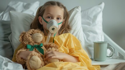 The child with oxygen mask