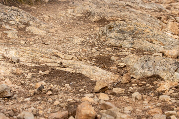 Eroded soil showing bare rock face