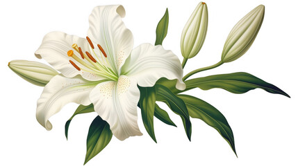 Fototapeta premium Realistic White Lily Flower Illustration