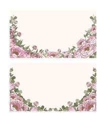 Hand Drawn Pink Peony Flower Frame Background