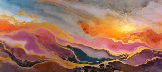 Marbled Sunset Palette background marble. Generative AI.