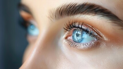 Fototapeta premium A woman with long eyelashes and blue eyes