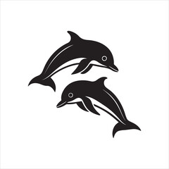 Obraz premium Dolphin silhouette design vector Art & Illustration AI Technology 