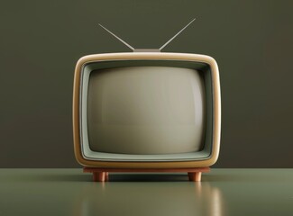 Vintage television set with a blank screen on a dark background