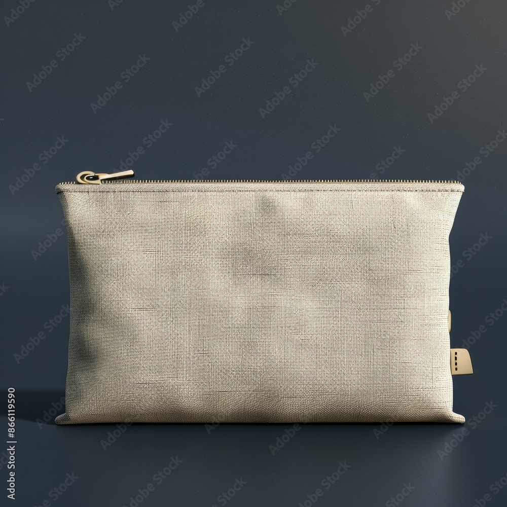 Wall mural blank pouch for cosmetics mock up isolated on dark isolated background empty linen beautician bag wi - Wall murals