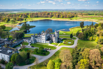 Dromoland Castle with golf course in County Clare on a summer day, Ireland
