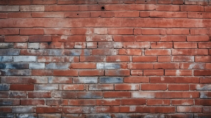 Naklejka premium Old Red Brick Wall Texture, Rustic Background, Industrial Aesthetic with Copy Space