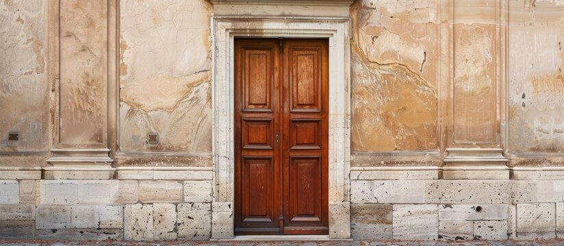 A shut and secured door with no entry possibility, presenting itself as a chance for a copy space image.