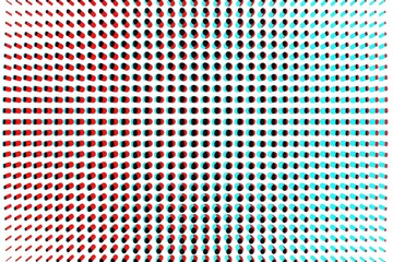 Anaglyph black red cyan fine dots pixel backgrounds pattern repetition.
