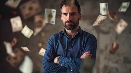 Obraz premium The man with falling money