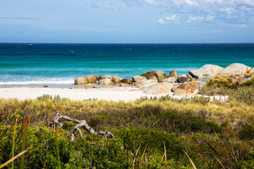 Beach scene, Bay of Fires, Tasmania.