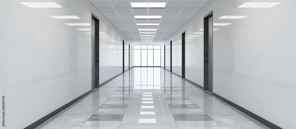 Aufkleber Corridor in office with extensive empty wall for copy space image.