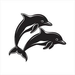 Obraz premium Dolphin silhouette design vector Art & Illustration AI Technology 