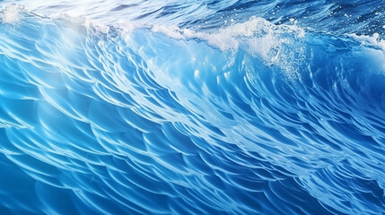 Sparkling Ocean Waves, Blue Water, Sunlit Sea Surface with Copy Space