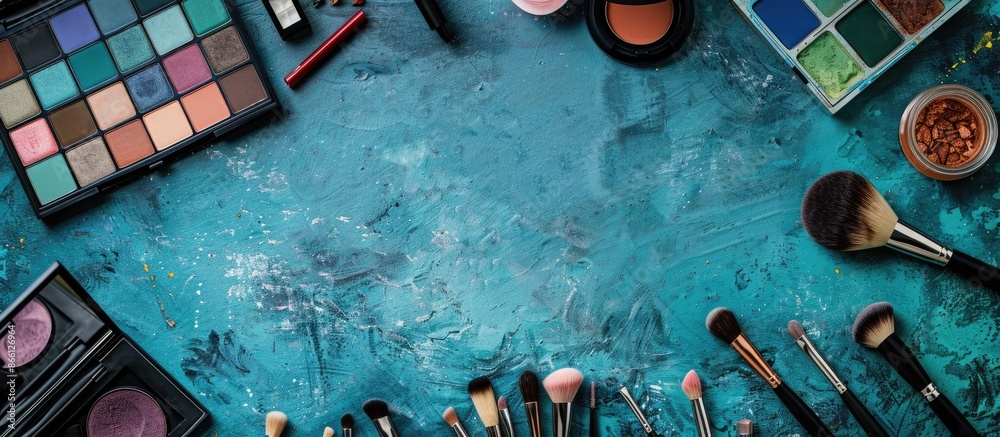 Poster desk of a makeup artist with a blank space for an image. image with copy space