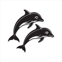 Obraz premium Dolphin silhouette design vector Art & Illustration AI Technology 