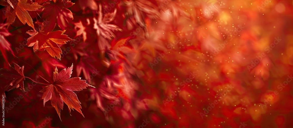 Poster Autumn maple leaves with a background suitable for adding text or images. image with copy space