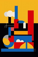 Obraz premium Grid illustration representing of Smokestacks painting art modern art.