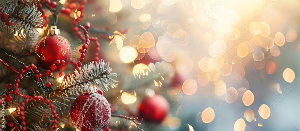 Poster blurry background enhances a christmas decoration, offering a vast copy space image for your product
