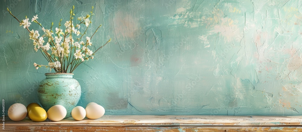 Poster easter-themed decoration with room for a message; perfect for sending easter greetings in a digital 