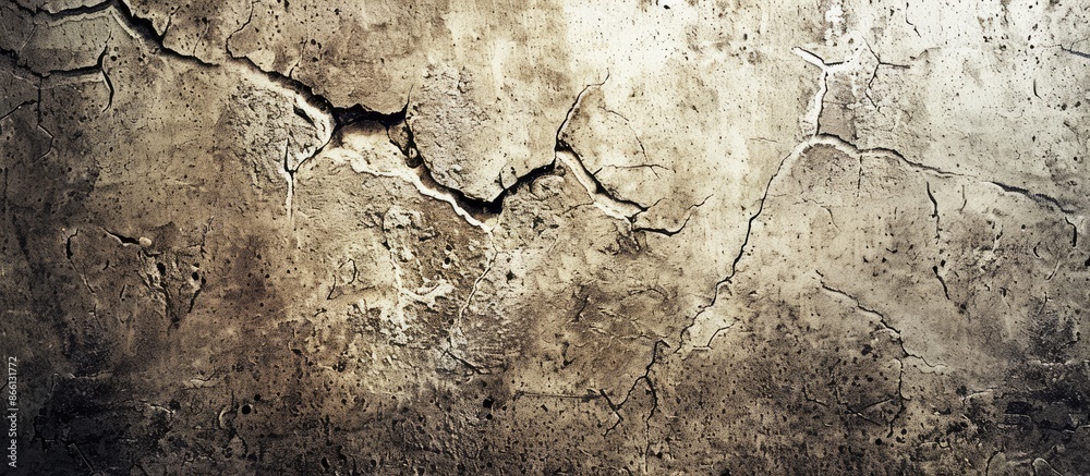 Aufkleber background featuring an eerie wall with an uneven cement texture and cracks, suitable for copy space
