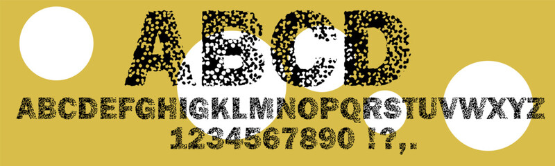 Retro noise font alphabet with uppercase, numbers and symbols