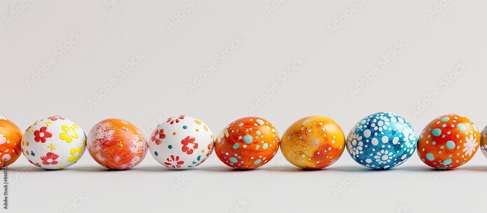 Aufkleber Easter eggs displayed against a white backdrop with ample copy space image.
