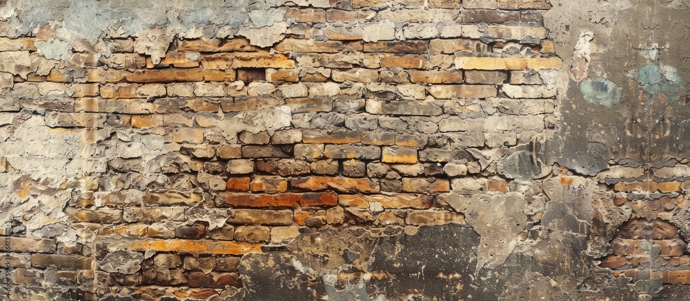 Aufkleber antique brick wall with textured surface serving as a backdrop, offering copy space for text or imag
