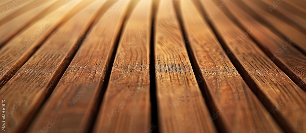 Fototapete Detailed close up of a wooden texture with a line pattern in the foreground, creating an interesting composition with copy space image.