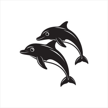 Dolphin silhouette design vector Art & Illustration AI Technology 