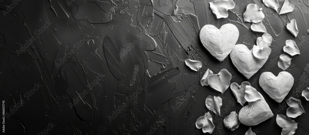 Poster Black and white Valentine's Day image with empty space for text. image with copy space