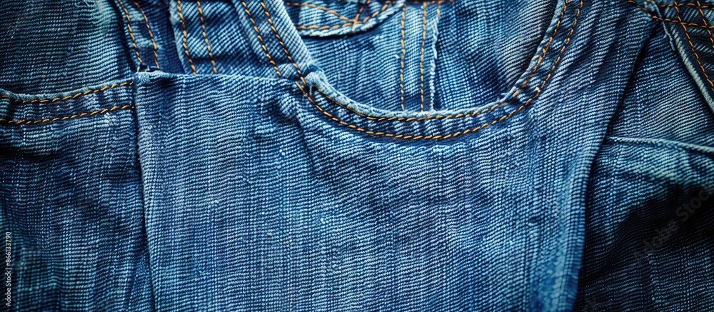 Poster background texture of blue jeans with copy space image.