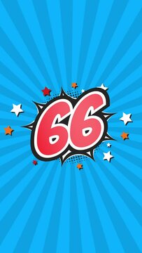 Animated Number 66 - Sixty-Six - 66th sixty-sixth