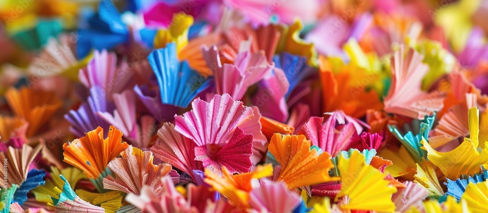 Aufkleber A colorful assortment of pencil shavings arranged neatly with ample copy space for text or images.