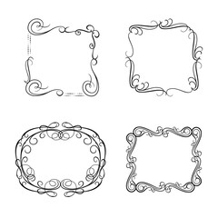 vintage frame collection of swirl lines on white background